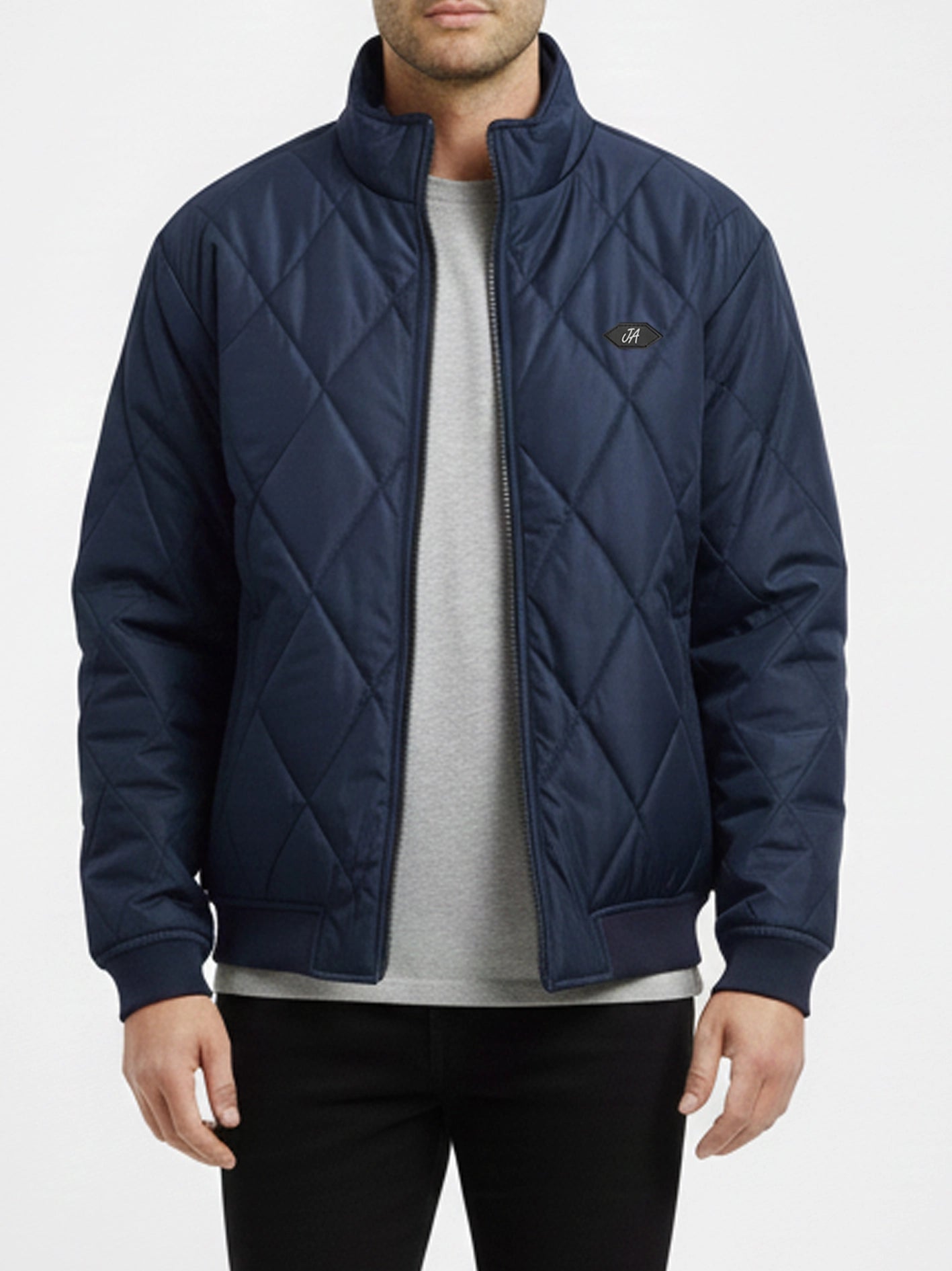 Diamond Quilted Puffer Jacket Navy