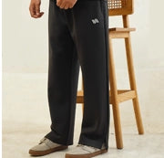 Black Poly Scuba Wide Leg Trouser with Slit