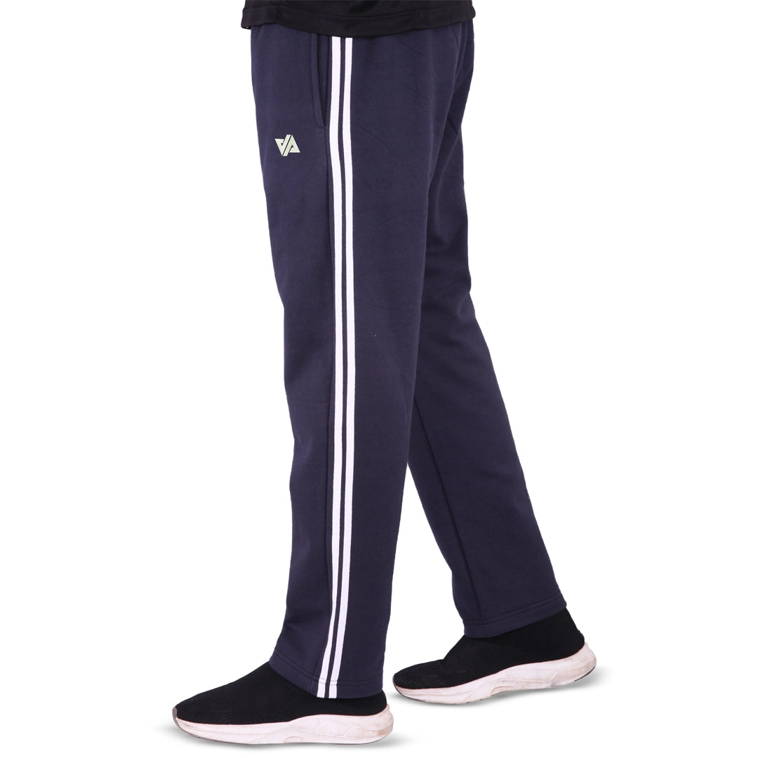 Cotton Fleece Trouser with Side Stripes - Navy