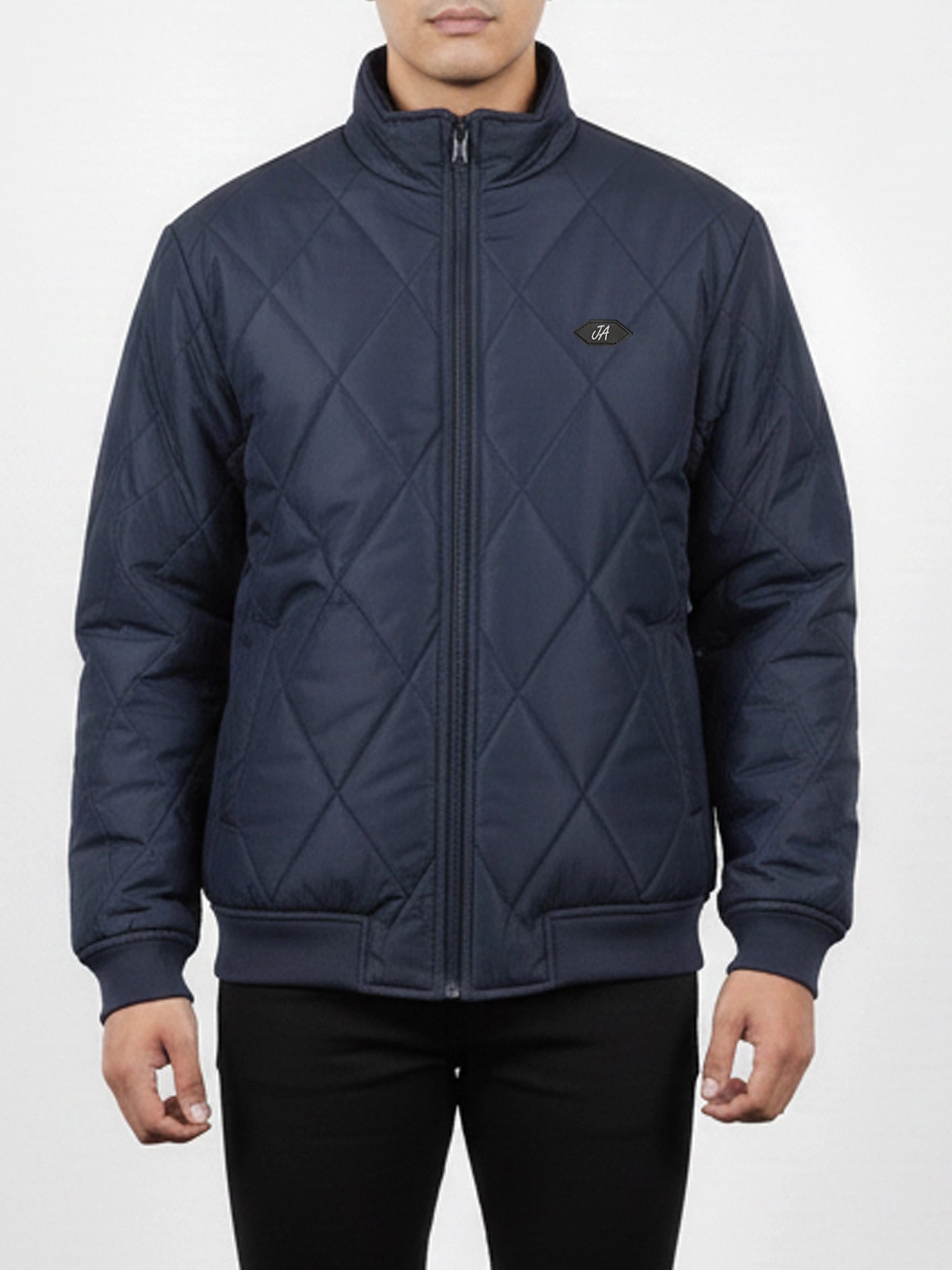 Diamond Quilted Puffer Jacket Navy