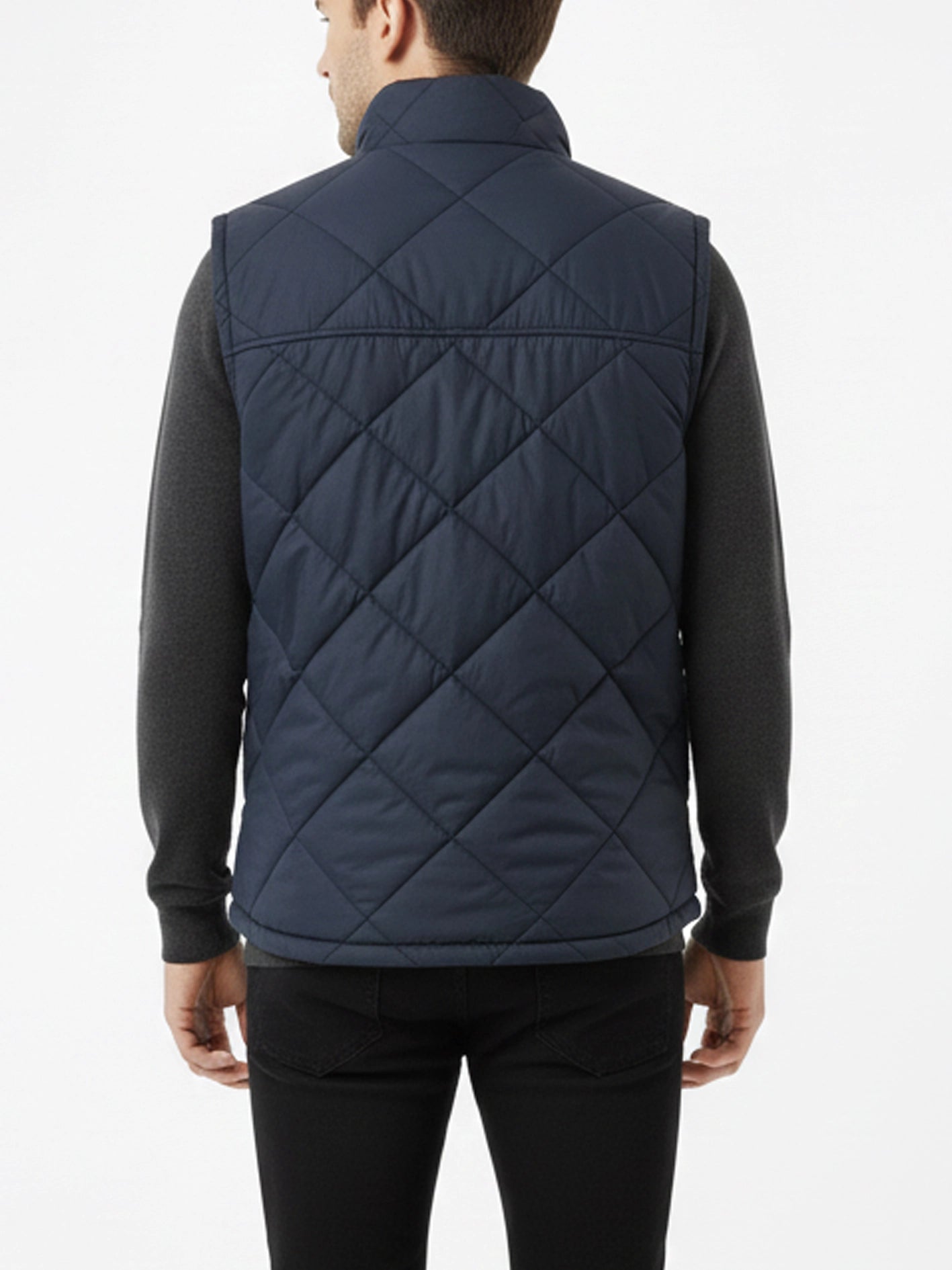 Diamond Quilted Sleeveless Puffer Jacket Navy