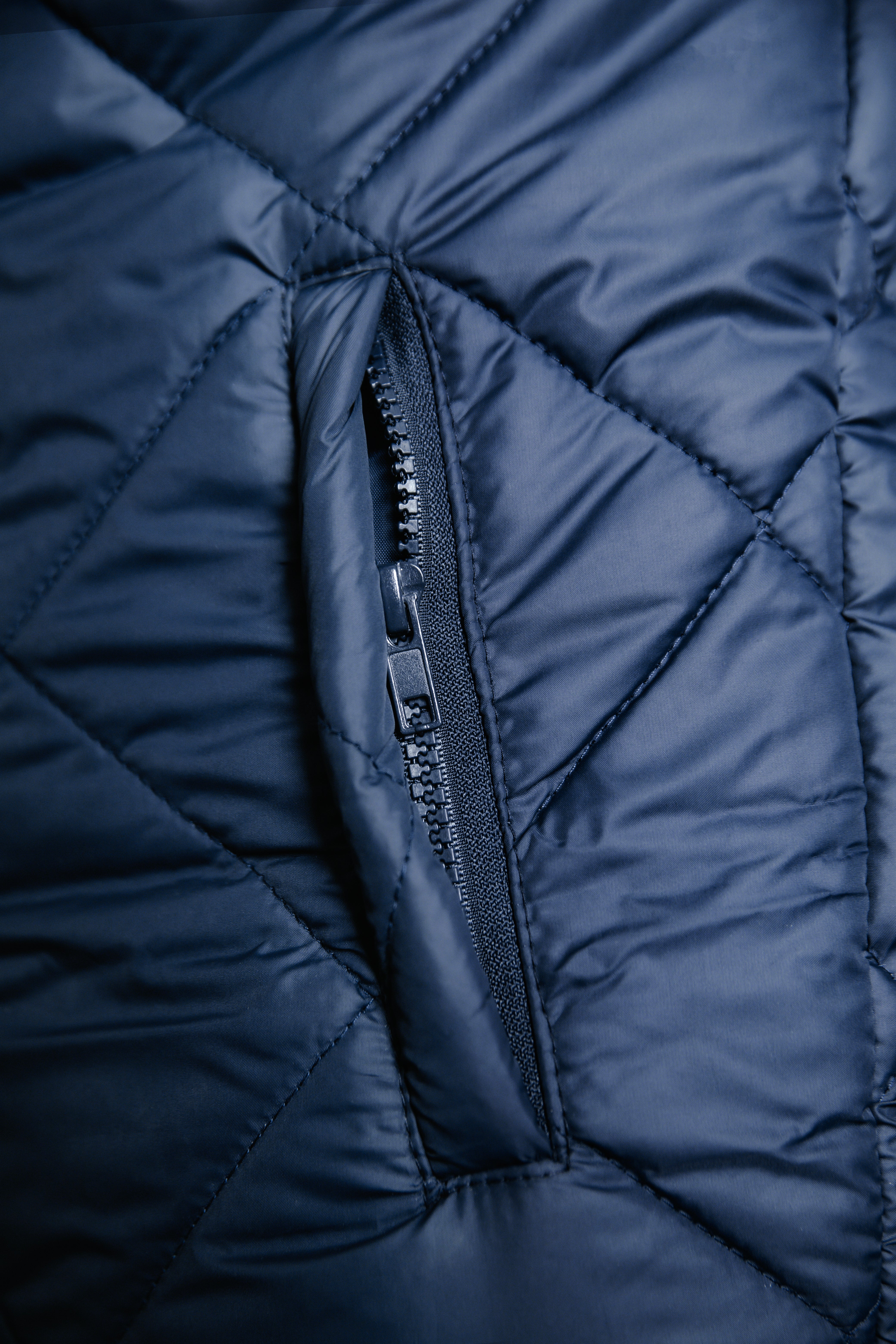 Diamond Quilted Sleeveless Puffer Jacket Navy