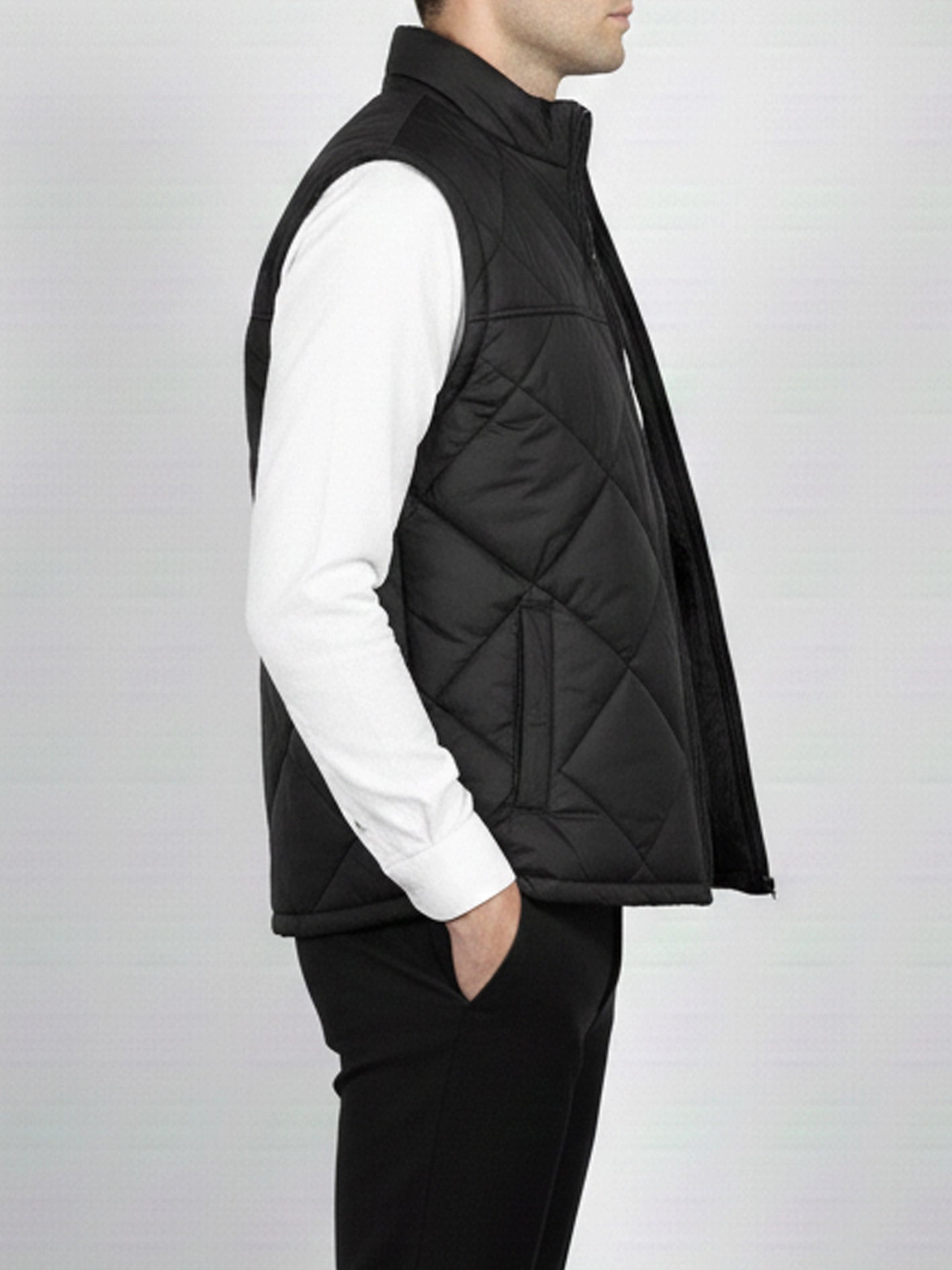 Diamond Quilted Sleeveless Puffer Jacket Black