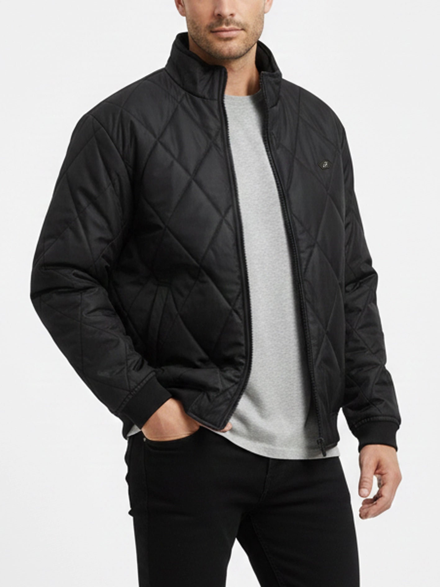 Diamond Quilted Puffer Jacket Black