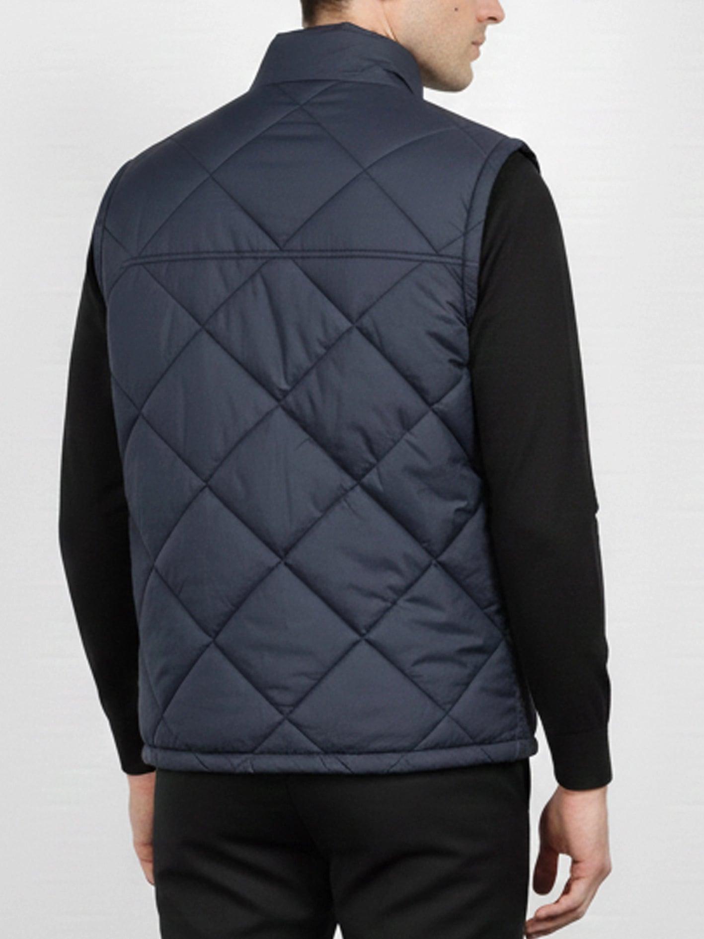 Diamond Quilted Sleeveless Puffer Jacket Navy