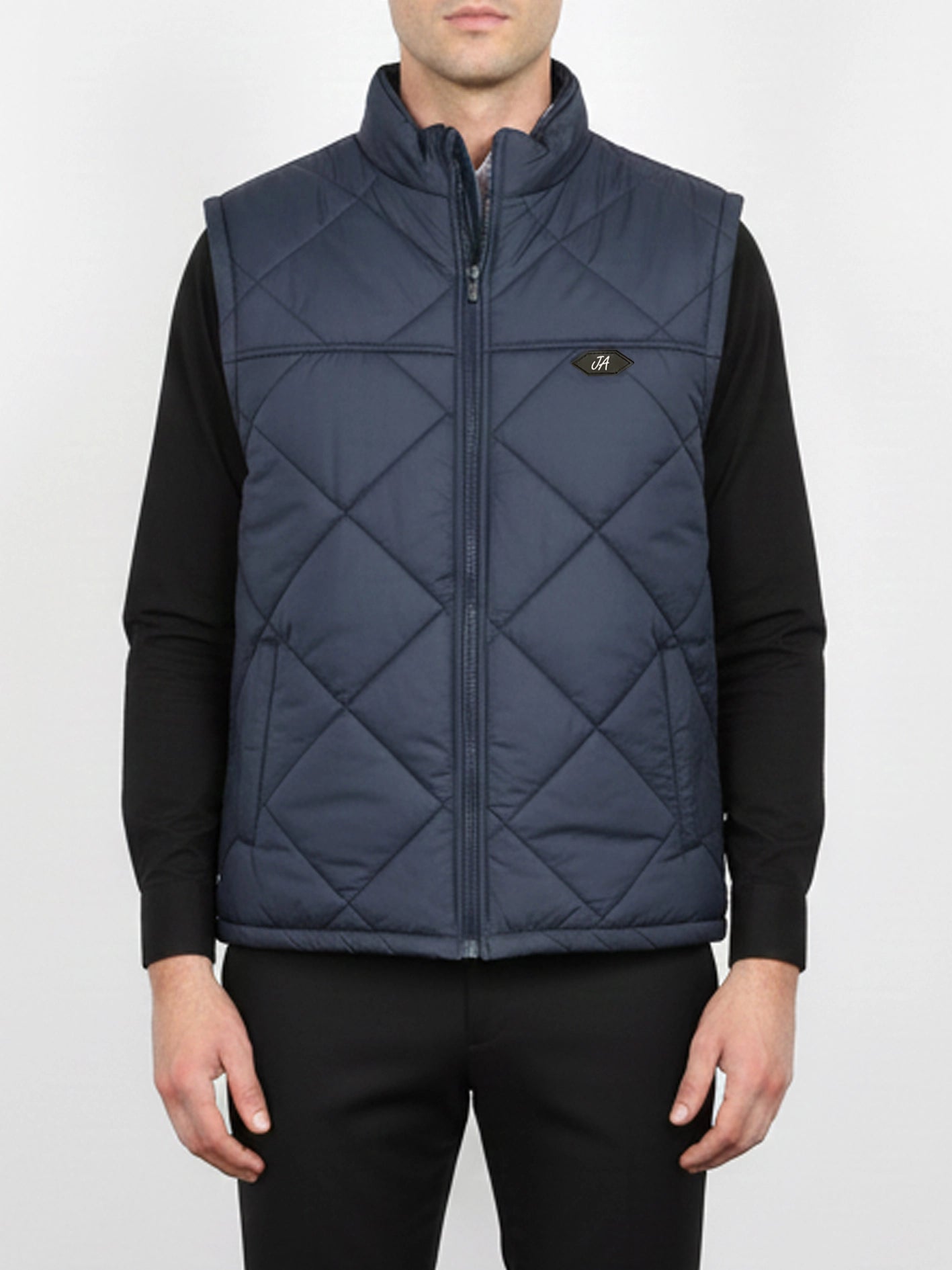 Diamond Quilted Sleeveless Puffer Jacket Navy