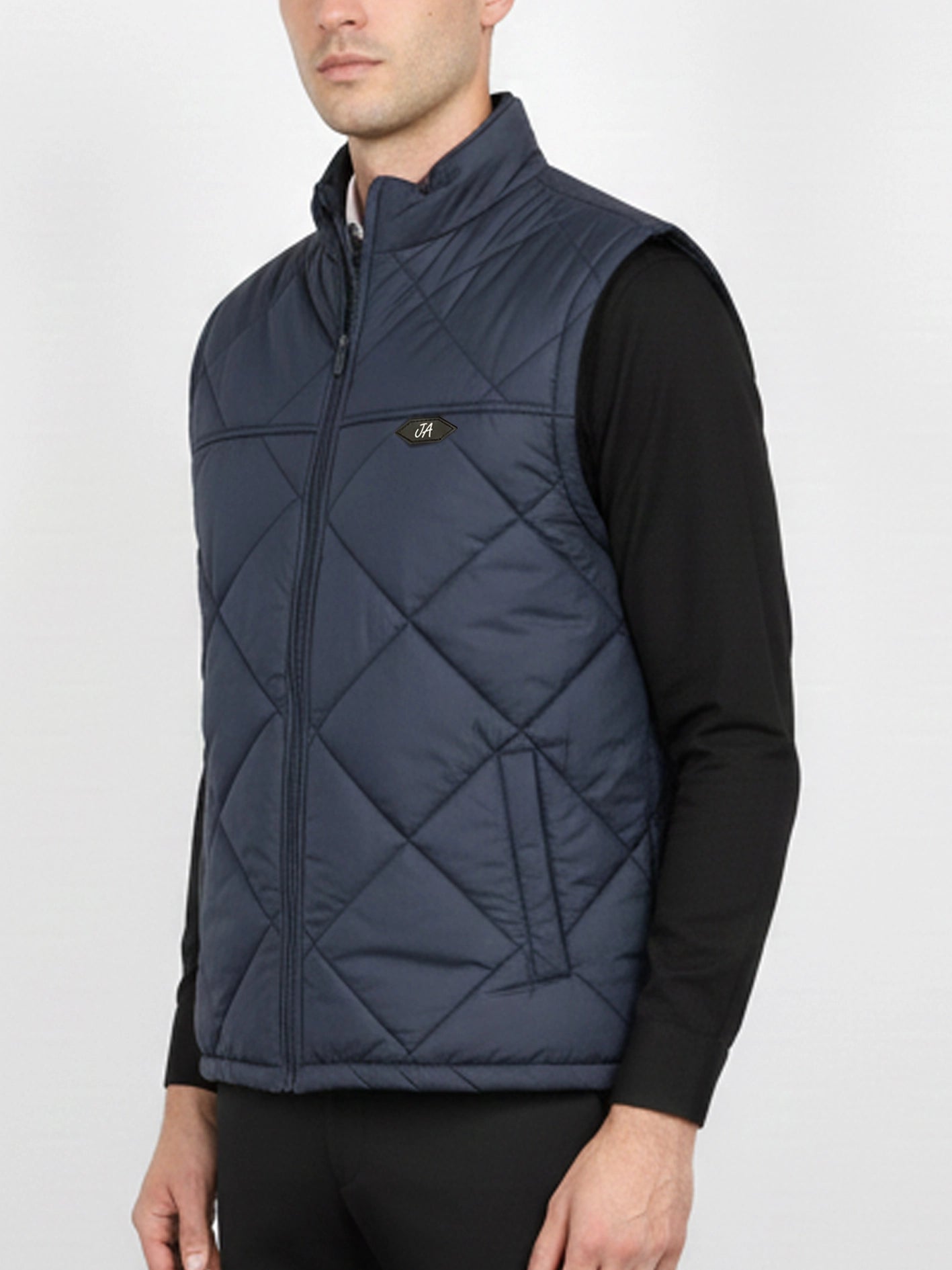 Diamond Quilted Sleeveless Puffer Jacket Navy
