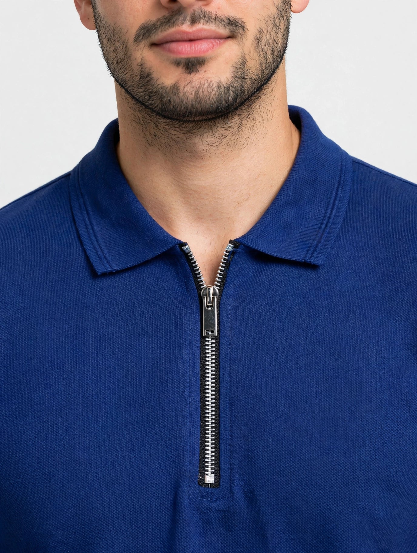 Royal Blue Polo with Metal Zipper