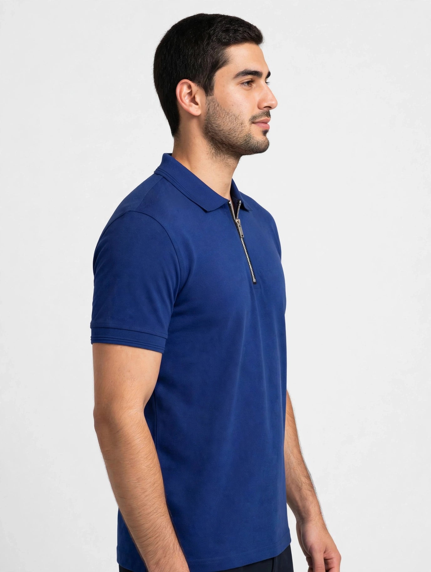 Royal Blue Polo with Metal Zipper