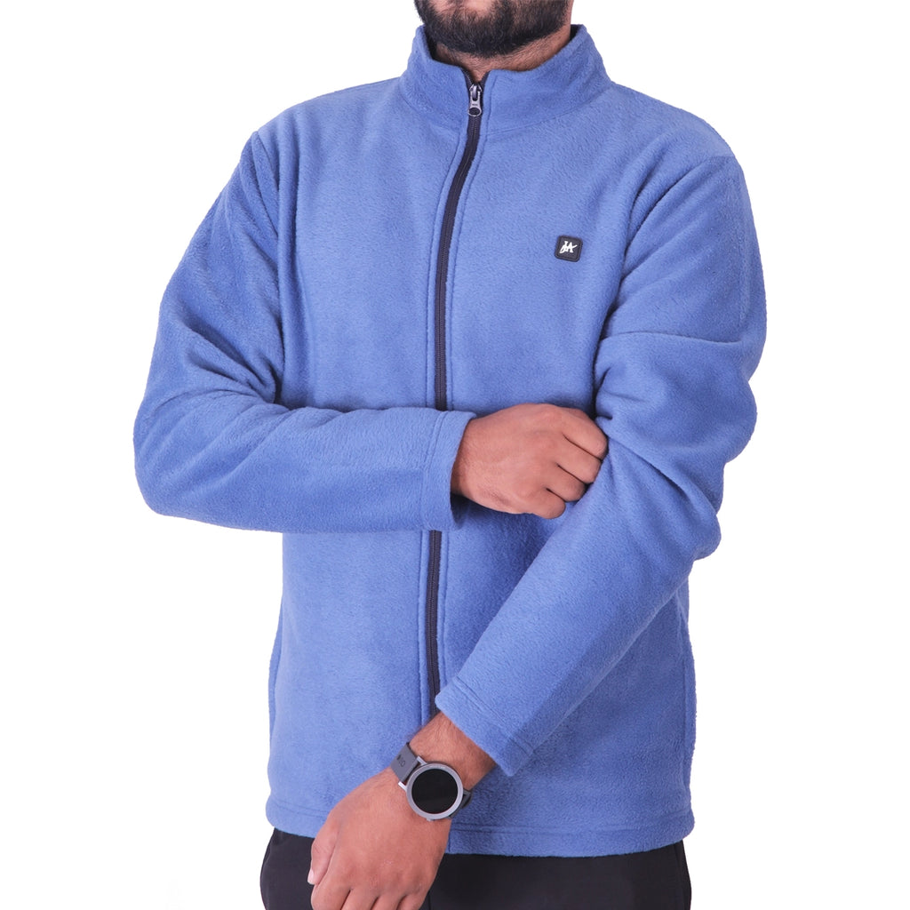 Sky Blue Polar Fleece ZIP Pullover with Dual Side Zipper Pockets